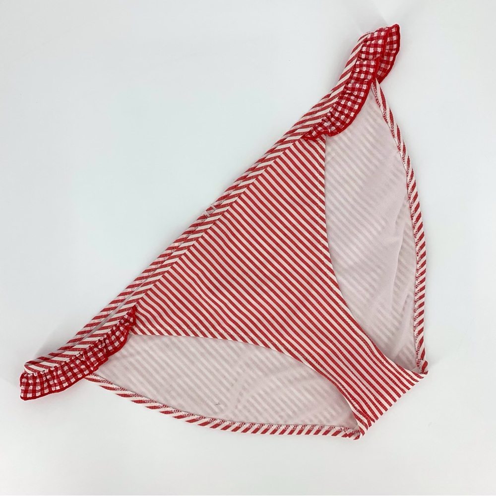 Aerie NWOT Red and White Gingham Striped Ruffle Detail Bikini Bottom, Large